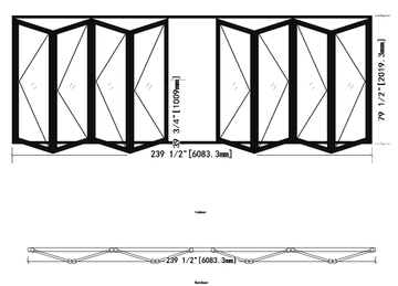 Aluminum Bi-Fold Door,8 Panels,240''X 80'', Black
