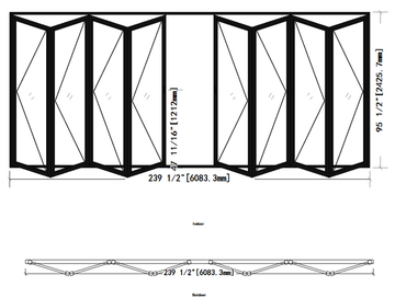 Aluminum Bi-fold Door 240X96 inches, 8 Panels,Black