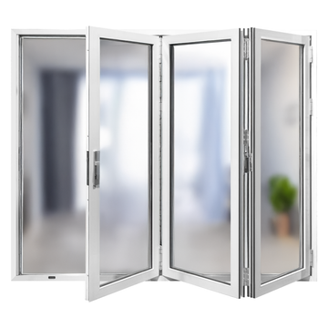 AL FoldingDoor,NFD:107 1/2"x79 1/2",White,03,Folded Out,Left to Right