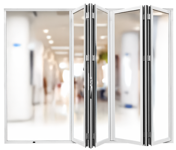 AL FoldingDoor,NFD:119 1/2"x79 1/2",White,04,Folded Out,Left to Right