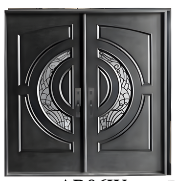 72X80 ELEGANT EXTERIOR COMPOSITE DOOR AR10W LH  DARK WALNUT, TRIPLE BLACK