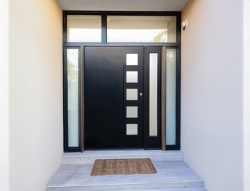 60X80 EXTERIOR PIVOT COMPOSITE DOOR CT06 LH 60X80   BLACK, SANDBLASING GLASS.