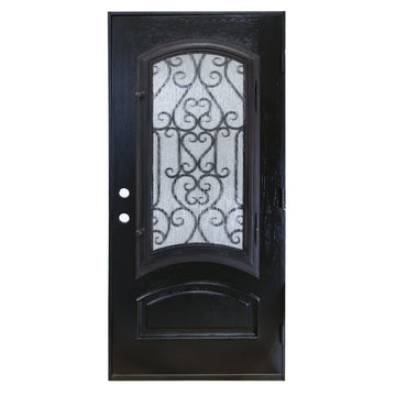 36X80 ELEGANT EXTERIOR COMPOSITE DOOR AR07C RH  ESPRESSO OPENABLE WINDOW.