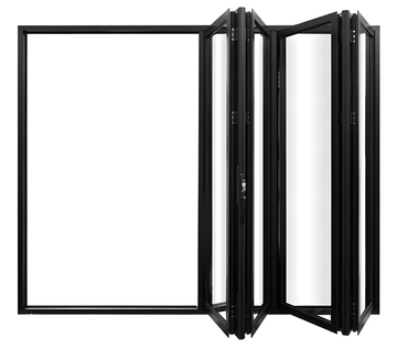 AL FoldingDoor,NFD:119 1/2"x95 1/2",Black,04,Folded Out,Left toRIGHT