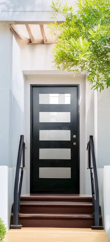 36X96 MODERN EXTERIOR COMPOSITE DOOR CT05 LH 36X96  BLACK, SANDBLASTING GLASS.