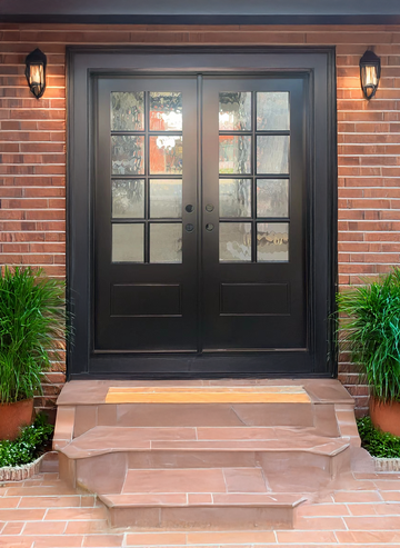 60X80 EXTERIOR FRENCH COMPOSITE DOOR FR8L LH 60X80  BLACK, FLEMISH GLASS