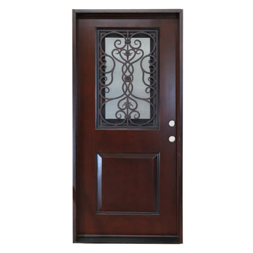 36X80 TRADITIONAL EXTERIOR COMPOSITE DOOR PCD11C LH 36X80  DARK WALNUT, OPENABLE