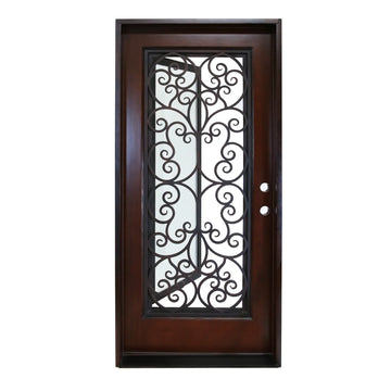 36X80 ELEGANT EXTERIOR COMPOSITE DOOR FR06C LH 36X80  DARK WALNUT OPENABLE WINDO