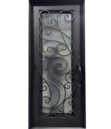 Wrought Iron NFD:37 1/4"x 81"x6",LI,102,CS007,Rainstorm Glass Iron Door