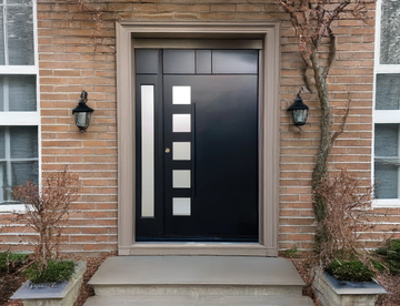 60X80 EXTERIOR PIVOT COMPOSITE DOOR CT06 RH 60X80   BLACK, SANDBLASING GLASS.