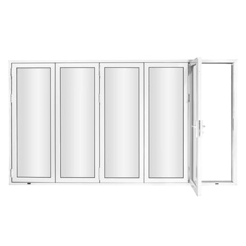 AL FoldingDoor,NFD:143 1/2"x79 1/2",White,50,Folded Out,Right to Left