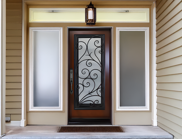 36X80 ELEGANT EXTERIOR COMPOSITE DOOR FR08C RH 36X80  DARK WALNUT, OPENABLE WIND