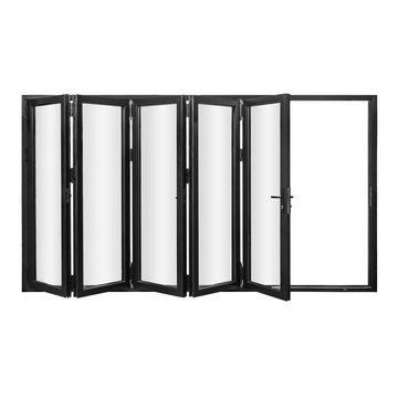 AL FoldingDoor,NFD:143 1/2"x95 1/2",Black,50,Folded Out,Right to Left
