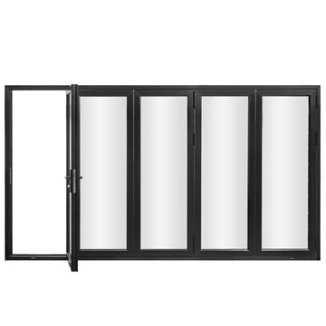 AL FoldingDoor,NFD:167 1/2"x79 1/2",Black,05,Folded Out,Left to Right