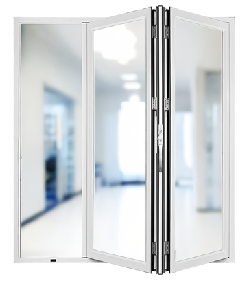 AL FoldingDoor,NFD:71 1/2"x95 1/2",White,02,Folded Out,Left to Right