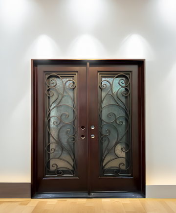 60X80 ELEGANT EXTERIOR COMPOSITE DOOR FR08C RH 60X80  DARK WALNUT, OPENABLE WIND