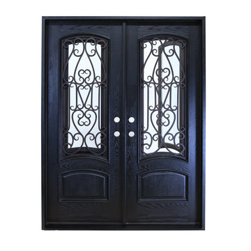 72X80 ELEGANT EXTERIOR COMPOSITE DOOR AR07C LH 72X80  ESPRESSO OPENABLE WINDOW.