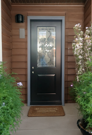36X80 ELEGANT EXTERIOR COMPOSITE DOOR PCD S RH 36X80  ESPRESSO, TRIPLE BEVEL GLA