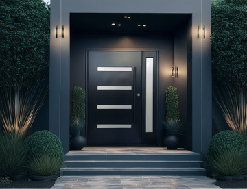 60X80 EXTERIOR  COMPOSITE DOOR CT05 LH 60X80   Double BLACK, SANDBLASTING GLASS.