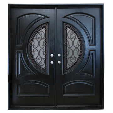 72x80 ELEGANT EXTERIOR COMPOSITE DOOR AR05C LH  ESPRESSO OPENABLE WINDOW
