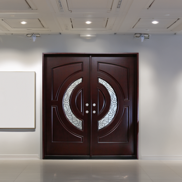 60X80 ELEGANT EXTERIOR COMPOSITE DOOR AR10A LH  DARK WALNUT, TRIPLE IRON