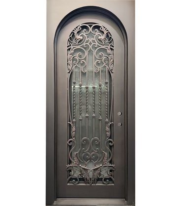 Wrought Iron NFD:37 1/4"x 81"x6",LI,101,CS007,Rainstorm Glass Iron Door