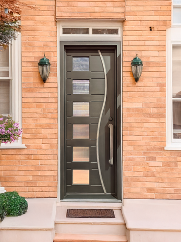 Wrought Iron NFD:37 1/4"x 97"x6",RI,106,CS007,Rainstorm Glass Iron Door