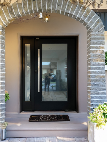 60X80 EXTERIOR PIVOT COMPOSITE DOOR CT02 RH 60X80   BLACK, SANDBLASTING GLASS