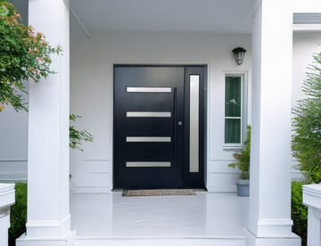 60X80 EXTERIOR PIVOT COMPOSITE DOOR CT05 LH 60X80   BLACK, SANDBLASTING GLASS
