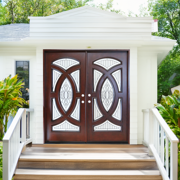 72X80 ELEGANT EXTERIOR COMPOSITE DOOR AR06A RH  ESPRESSO, TRIPLE BEVEL G