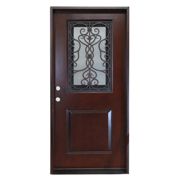 36X80 TRADITIONAL EXTERIOR COMPOSITE DOOR PCD11C RH 36X80  DARK WALNUT, OPENABLE