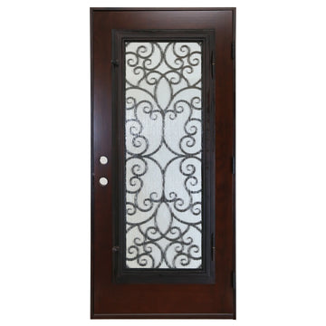 36X80 ELEGANT EXTERIOR COMPOSITE DOOR FR06C RH 36X80  DARK WALNUT, OPENABLE WIND