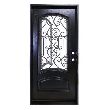 36X80 ELEGANT EXTERIOR COMPOSITE DOOR AR07C LH  ESPRESSO OPENABLE WINDOW.