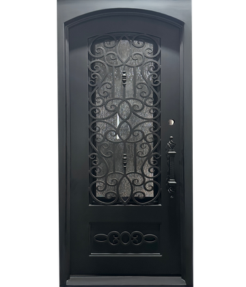 Wrought Iron NFD:37 1/4"x 97"x6",LI,133,CS007,Rainstorm Glass Iron Door