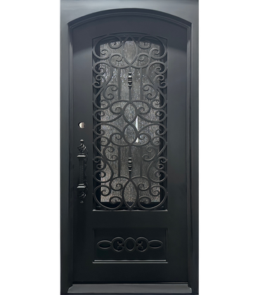 Wrought Iron NFD:37 1/4"x 97"x6",RI,133,CS007,Rainstorm Glass Iron Door