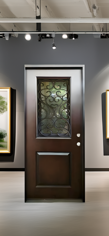 36X80 TRADITIONAL EXTERIOR COMPOSITE DOOR PCD07C LH 36X80  DARK WALNUT, OPENABLE