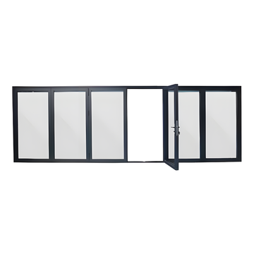 AL FoldingDoor,NFD:215 1/2"x95 1/2",Black,33,Folded Out,Dual Open