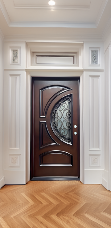 36x80 ELEGANT EXTERIOR COMPOSITE DOOR AR05C LH  DARK WALNUT