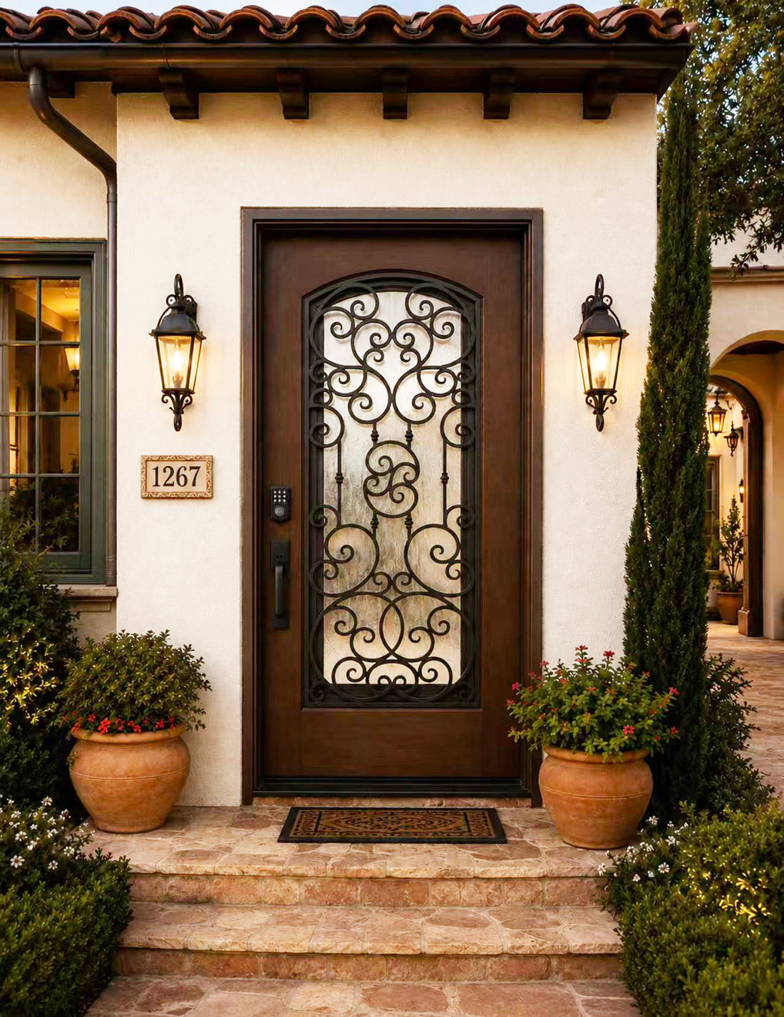 EXTERIOR COMPOSITE DOOR FRR02C LH 36X80  DARK WALNUT, OPENABLE WINDOW